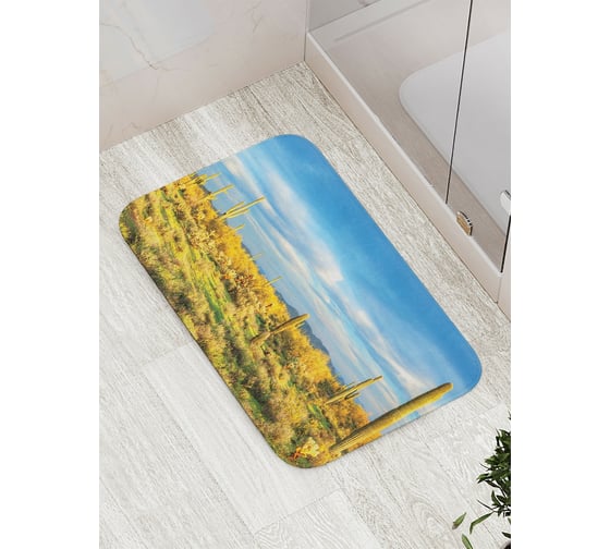 Коврик противоскользящий JoyArty "Яркие кактусы" для ванной, сауны, бассейна, bath_15712