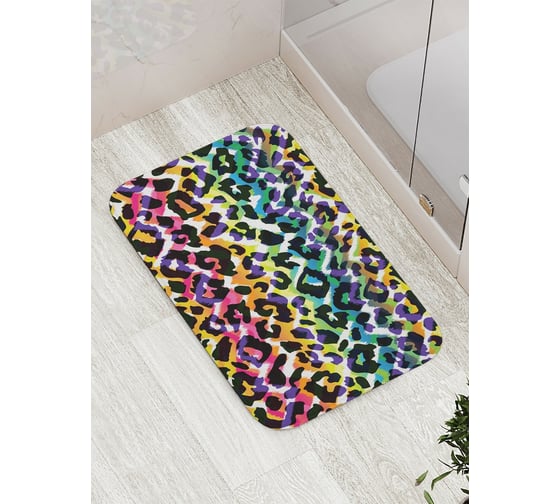 Коврик противоскользящий JoyArty "Леопардовая радуга" для ванной, сауны, бассейна, bath_4010