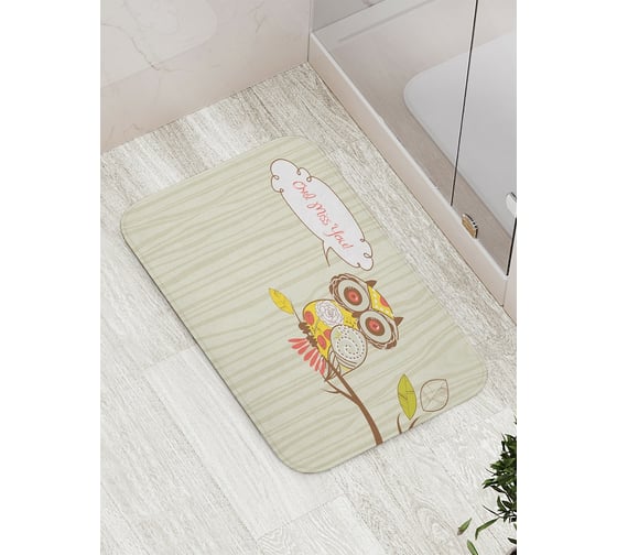 Коврик противоскользящий JoyArty "Удивленная сова" для ванной, сауны, бассейна, bath_3816 1