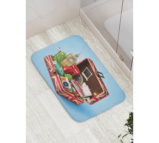 Коврик противоскользящий JoyArty "Британский чемодан с достопримечательностями" для ванной, сауны, бассейна, bath_4844