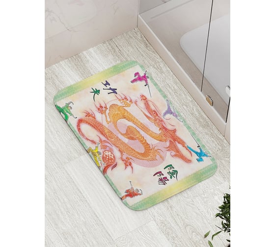 Коврик противоскользящий JoyArty "Воины дракона" для ванной, сауны, бассейна, bath_15790 1