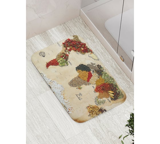 Коврик противоскользящий JoyArty "Креативная картография" для ванной, сауны, бассейна, bath_13752