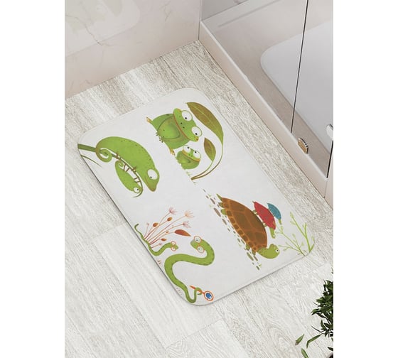 Коврик противоскользящий JoyArty "Веселые земноводные" для ванной, сауны, бассейна, bath_13389