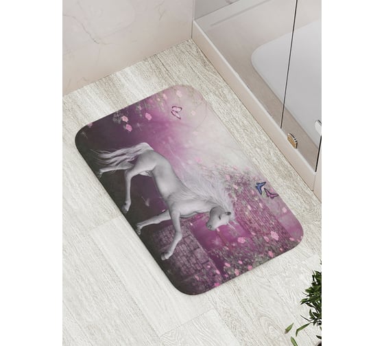Коврик противоскользящий JoyArty "Красочный единорог" для ванной, сауны, бассейна, bath_12912