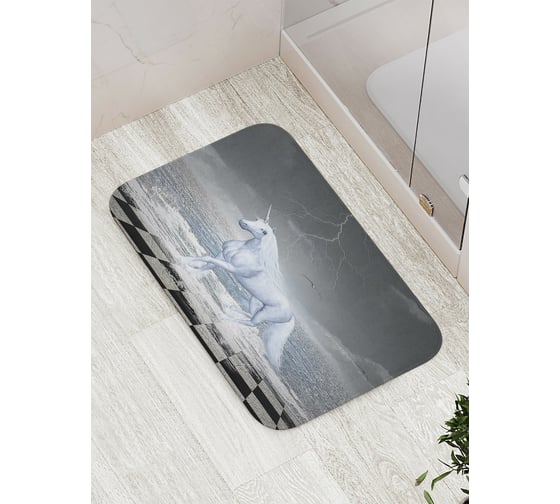 Коврик противоскользящий JoyArty "Единорог на морской плитке" для ванной, сауны, бассейна, bath_19529