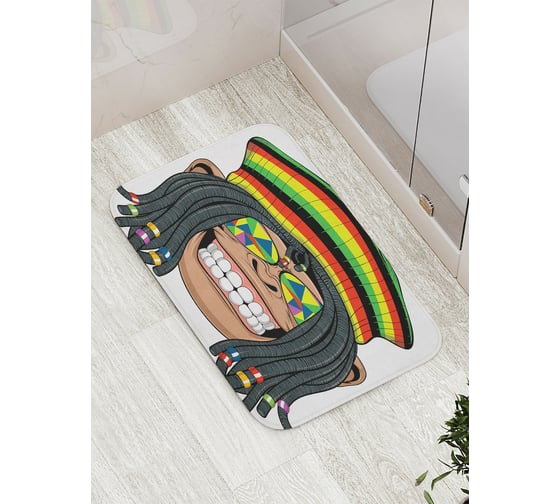 Коврик противоскользящий JoyArty "Обезьяна-растаман" для ванной, сауны, бассейна, bath_18158