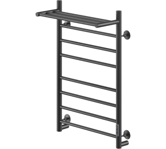 Полотенцесушитель MIXLINE VEGA 80x50 таймер, 382Вт, 7 перекладин + полка электрический ЧЕРНЫЙ_ 556426