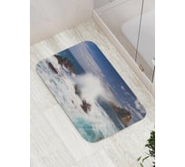 Коврик противоскользящий JoyArty "Волны бьются о камни" для ванной, сауны, бассейна, bath_19860