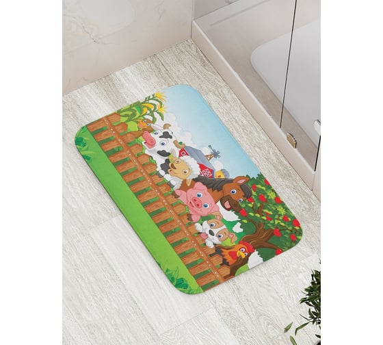 Коврик противоскользящий JoyArty "Веселая ферма" для ванной, сауны, бассейна, bath_13694