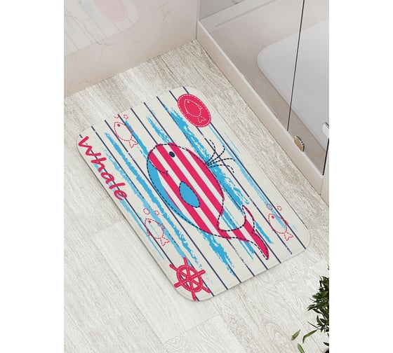Коврик противоскользящий JoyArty "Полосатый кит" для ванной, сауны, бассейна, bath_13698 1