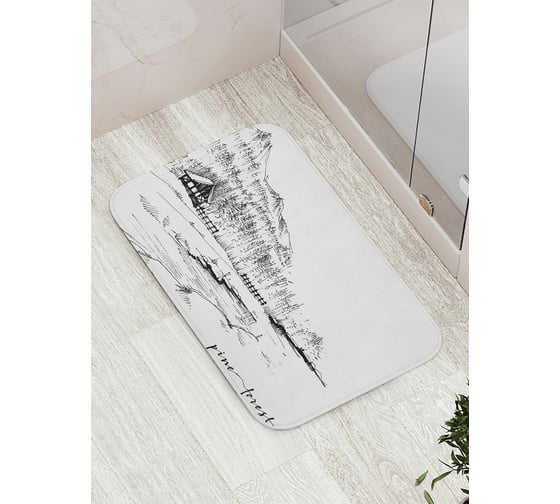 Коврик противоскользящий JoyArty "Сосновый лес" для ванной, сауны, бассейна, bath_18173