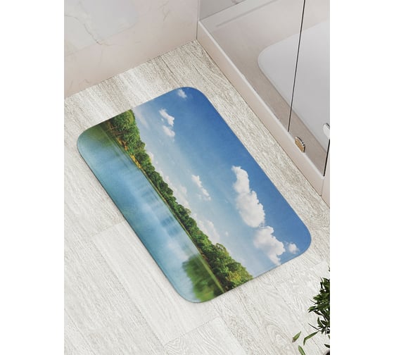 Коврик противоскользящий JoyArty "Солнечный пейзаж реки" для ванной, сауны, бассейна, bath_15175
