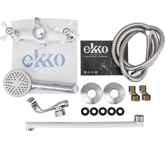 Смеситель для ванны Ekko длинный излив, белый E22332