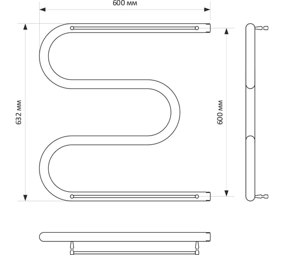 Полотенцесушитель MIXLINE SIMPLE M 60x60 1'' ПОЛКА 556309