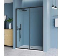 Дверь в душевую нишу Mebelvann 195x120 см, черный профиль, прозрачное стекло, 6 мм BEN_902_BL_C_1950x1200