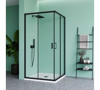 Душевой уголок Mebelvann 100x100 см, черный профиль, прозрачное стекло 6 мм BEN_901_BL_C_1950x1000x1000