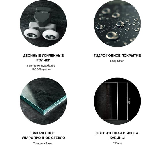 Душевое ограждение TOKITO WARUSAWA 90x90 квадрат, вороненая сталь TOK-WARU-90SQGM