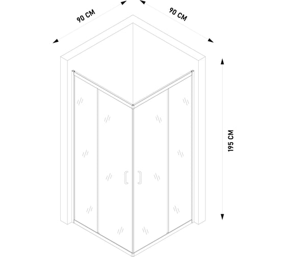 Душевое ограждение TOKITO WARUSAWA 90x90 квадрат, хром, TOK-WARU-90SQCR