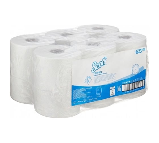 Полотенца для рук Kimberly-Clark Scott CONTROL Slimroll, упаковка 6 рулонов, белый 6623