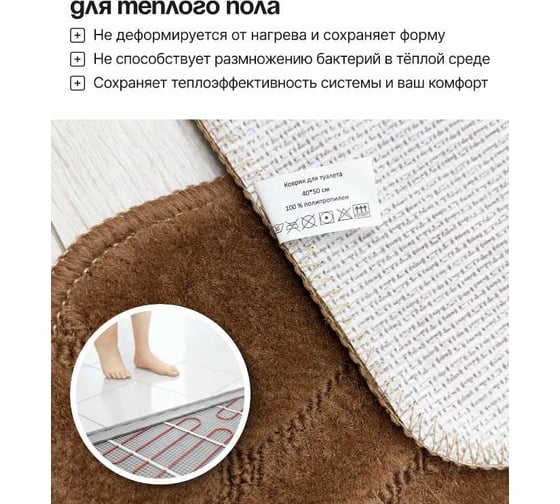 Коврик в туалетную комнату JOY HOME 40x50 HYP24004 Клетка корич 14723