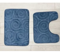 Комплект ковриков для ванной комнаты JOY HOME 40x60 и 40/50 Fresh Спирали синий HYFE24006 blue 14730