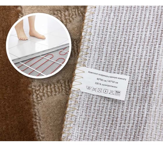 Комплект ковриков для ванной комнаты JOY HOME 40x60 и 40/50 HYP24003 Спарта коричневый 14716