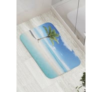 Коврик противоскользящий JoyArty "Одинокая пальма на пляже" для ванной, сауны, бассейна, bath_10051