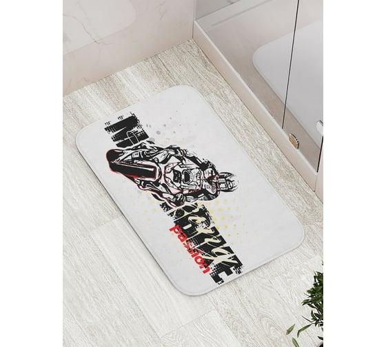 Коврик противоскользящий JoyArty "Страсть к мотоциклам" для ванной, сауны, бассейна, bath_17789