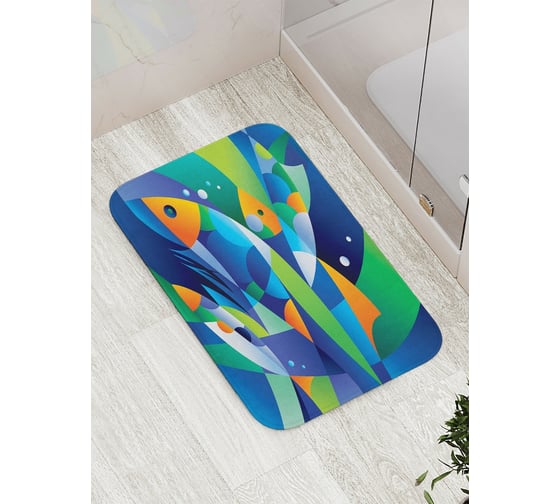 Коврик противоскользящий JoyArty "Красочная иллюзия с рыбами" для ванной, сауны, бассейна, bath_19650 1