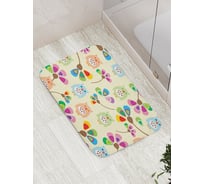Коврик противоскользящий JoyArty "Цветные совы и цветы" для ванной, сауны, бассейна, bath_30031