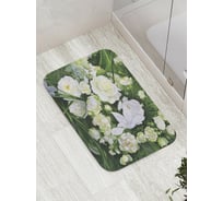 Коврик противоскользящий JoyArty "Белые цветы" для ванной, сауны, бассейна, bath_9181
