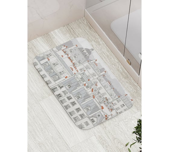 Коврик противоскользящий JoyArty "Графические городские крыши Парижа" для ванной, сауны, бассейна, bath_14711