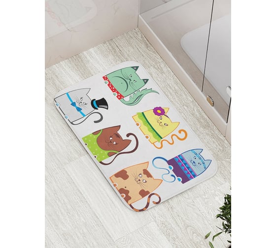 Коврик противоскользящий JoyArty "Креативные коты" для ванной, сауны, бассейна, bath_15567