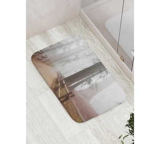 Коврик противоскользящий JoyArty "Отуманенный лес" для ванной, сауны, бассейна, bath_19035