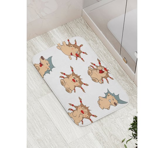 Коврик противоскользящий JoyArty "Милые ежики" для ванной, сауны, бассейна, bath_18517 1