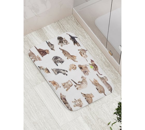 Коврик противоскользящий JoyArty "Кошачьи игры" для ванной, сауны, бассейна, bath_15555