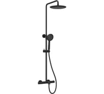 Душевая стойка с изливом и термостатом для ванны/душа Sancos Game с регулировкой по высоте, цвет черный матовый SC3001LMB