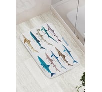 Коврик противоскользящий JoyArty "Виды акул" для ванной, сауны, бассейна, bath_19812