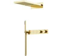 Душевой комплект с термостатом Sancos Linn с внутренней частью, брашированное золото, PVD покрытие SC9023BG
