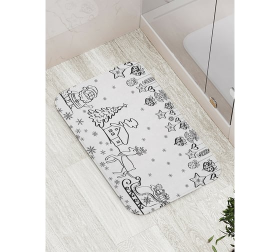 Коврик противоскользящий JoyArty "Санта готов к работе" для ванной, сауны, бассейна, bath_19404 1
