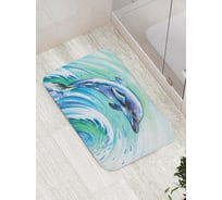Коврик противоскользящий JoyArty "Акварельный дельфин на волне" для ванной, сауны, бассейна, bath_4916