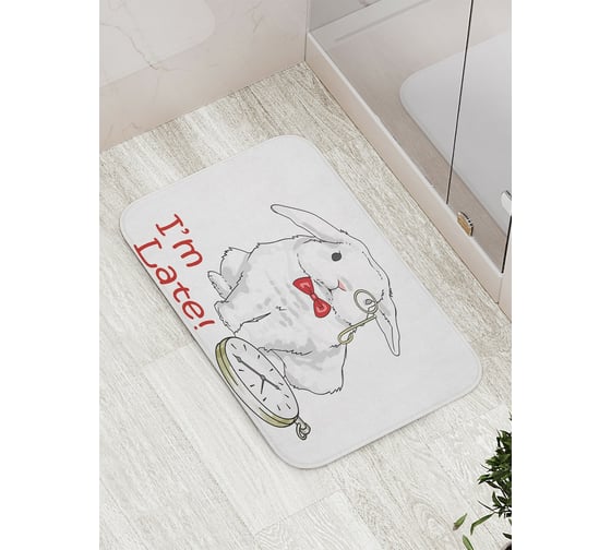 Коврик противоскользящий JoyArty "Кролик опоздал" для ванной, сауны, бассейна, bath_14071 1
