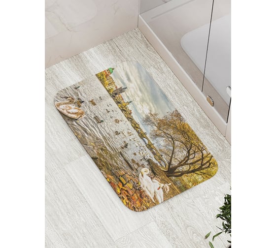 Коврик противоскользящий JoyArty "Лебединая стая на реке" для ванной, сауны, бассейна, bath_17490