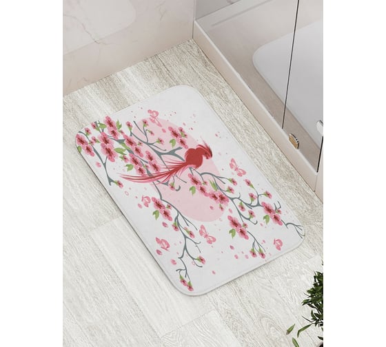 Коврик противоскользящий JoyArty "Огненный попугай" для ванной, сауны, бассейна, bath_17872