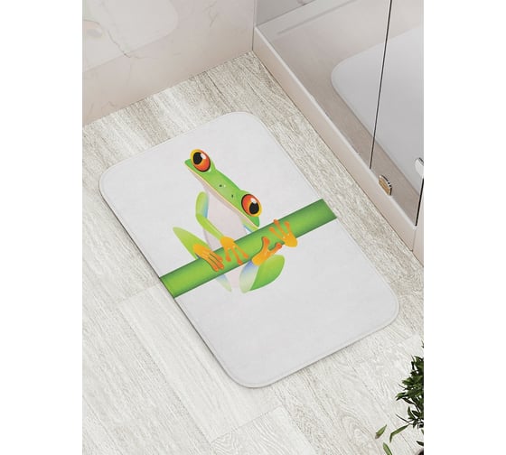 Коврик противоскользящий JoyArty "Наблюдательная квакша" для ванной, сауны, бассейна, bath_15244