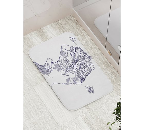 Коврик противоскользящий JoyArty "Цветочный боди арт" для ванной, сауны, бассейна, bath_19075 1