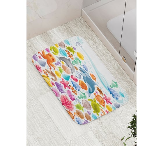 Коврик противоскользящий JoyArty "Яркий морской мир" для ванной, сауны, бассейна, bath_18163 1