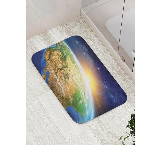 Коврик противоскользящий JoyArty "Рассвет в космосе" для ванной, сауны, бассейна, bath_15670