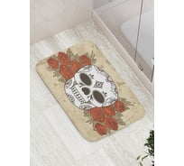Коврик противоскользящий JoyArty "Сахарный череп и розы" для ванной, сауны, бассейна, bath_30025