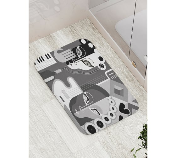 Коврик противоскользящий JoyArty "Музыкальная маска" для ванной, сауны, бассейна, bath_22205